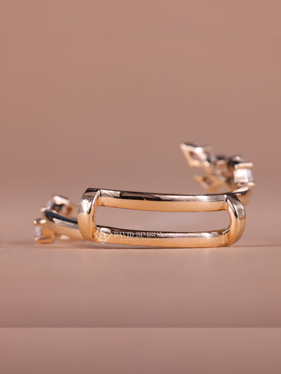 Open Round & Marquise Cut Moissanite Diamond Nature Inspired Wedding Band