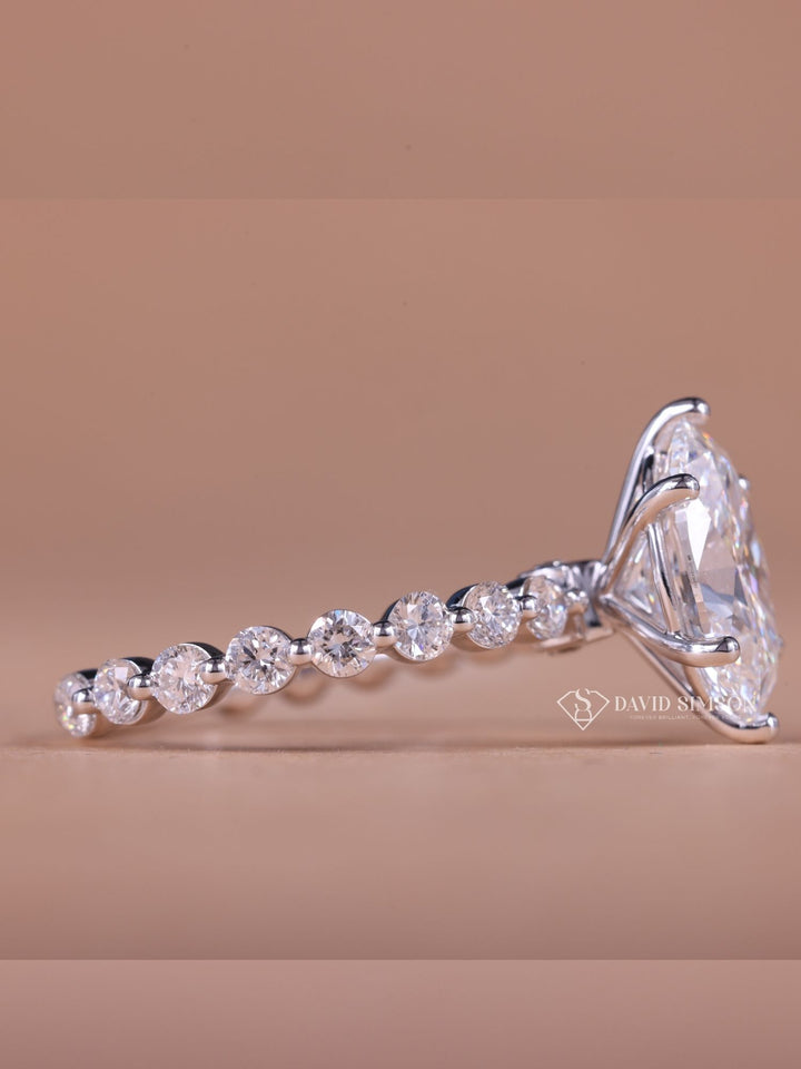 3.50CT-4.50CT Oval Cut Moissanite Diamond Floating Bubble Pave Engagement Ring