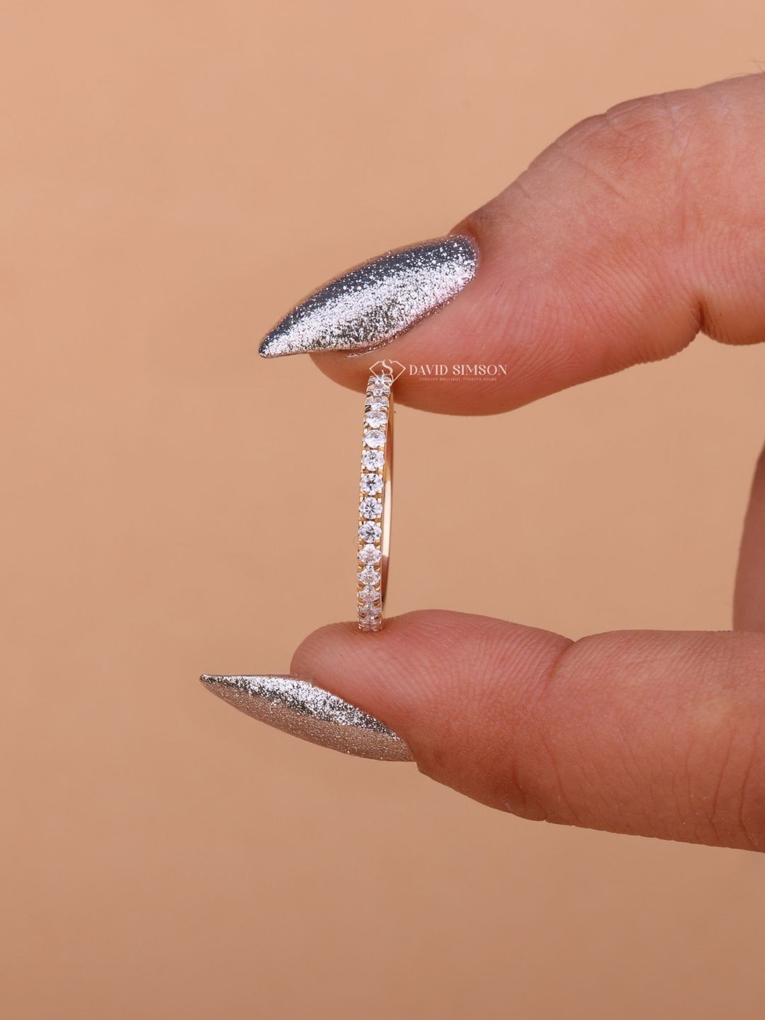 Round Cut Moissanite Diamond Full Eternity Wedding Band