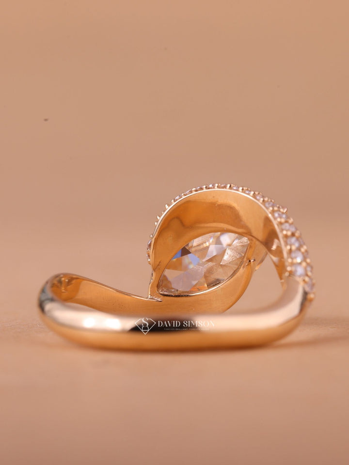 2.50CT-3.50CT Yellow Marquise Cut Moissanite Diamond Unique Engagement Ring