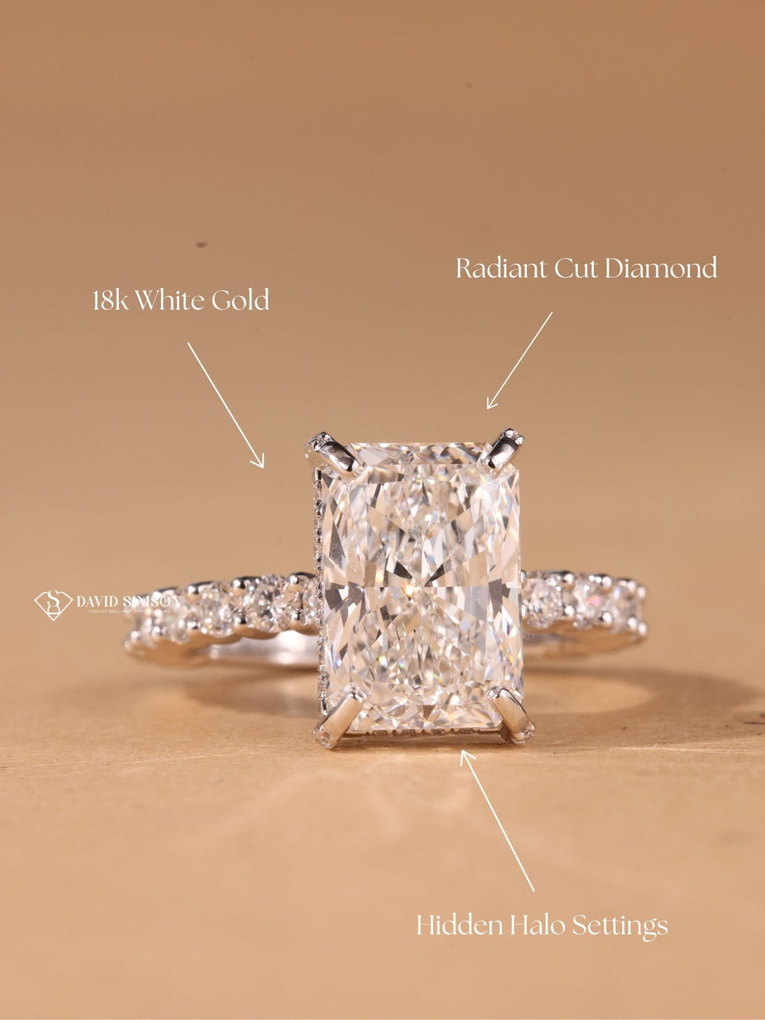 3.50CT-4.50CT Radiant Cut Moissanite Diamond Hidden Halo Engagement Ring