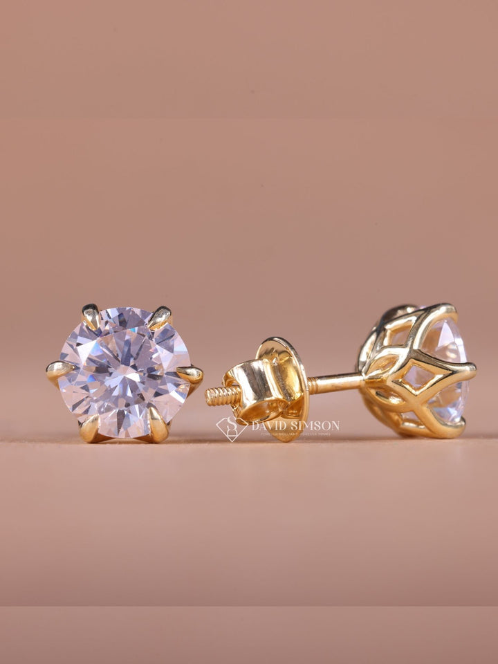 Round Cut Moissanite Diamond Stud Earrings for Her