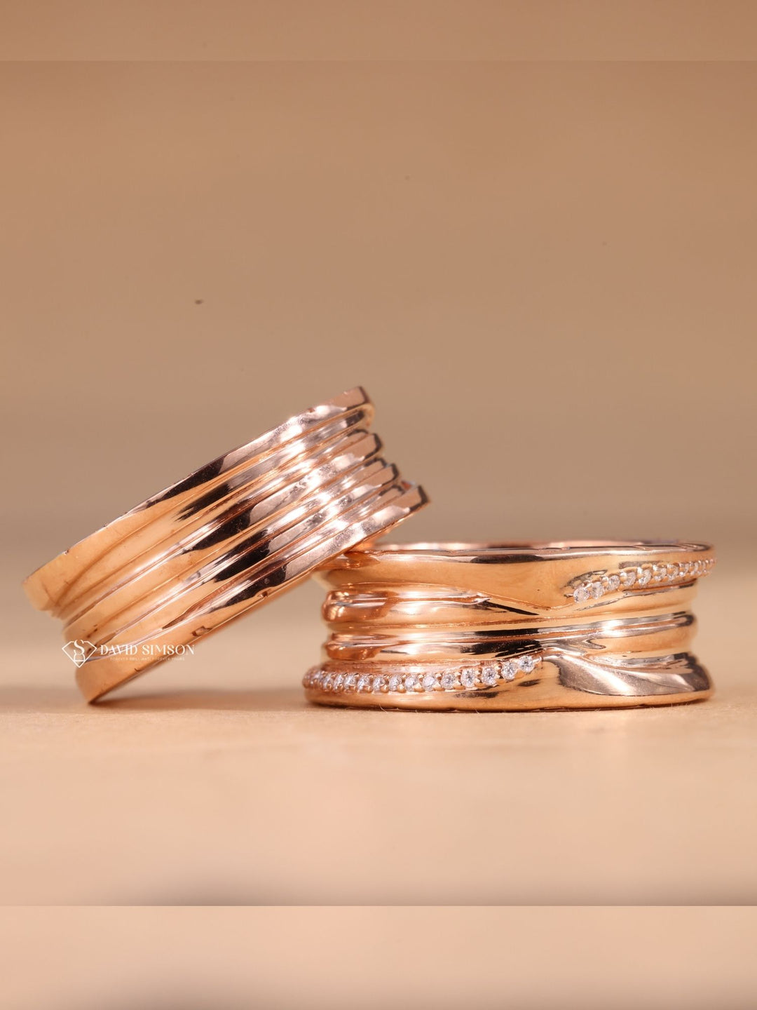 Round Cut Moissanite Diamond Rose Gold Wedding Band