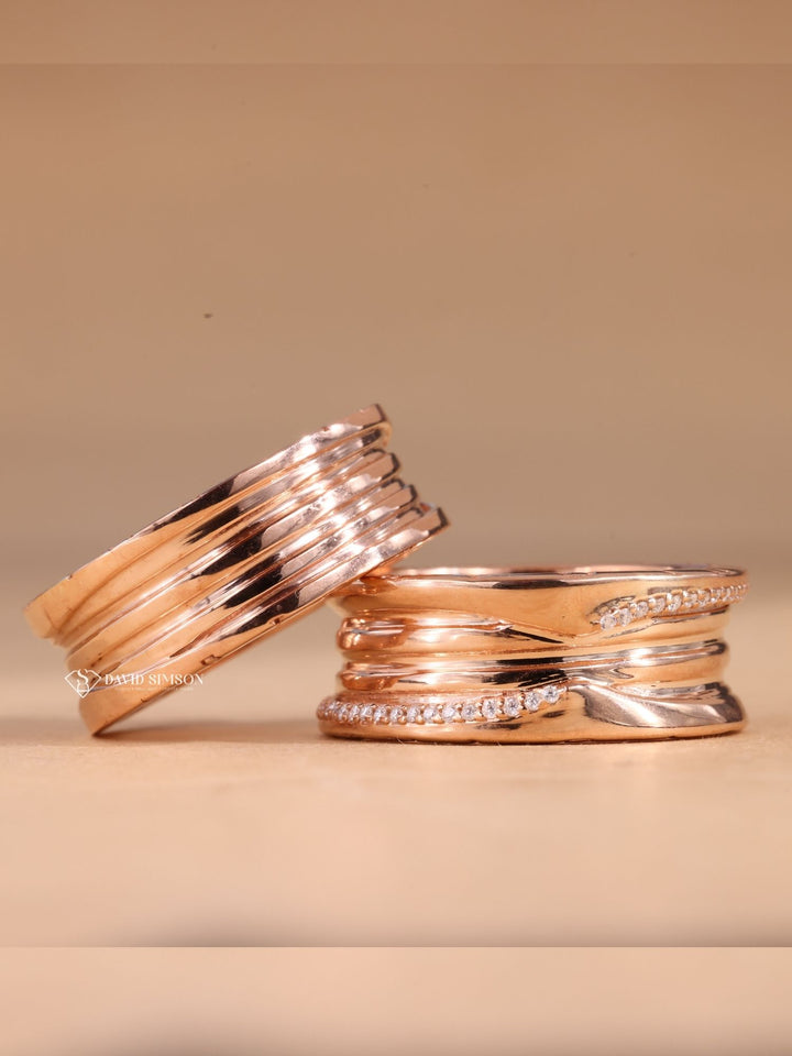 Round Cut Moissanite Diamond Rose Gold Wedding Band