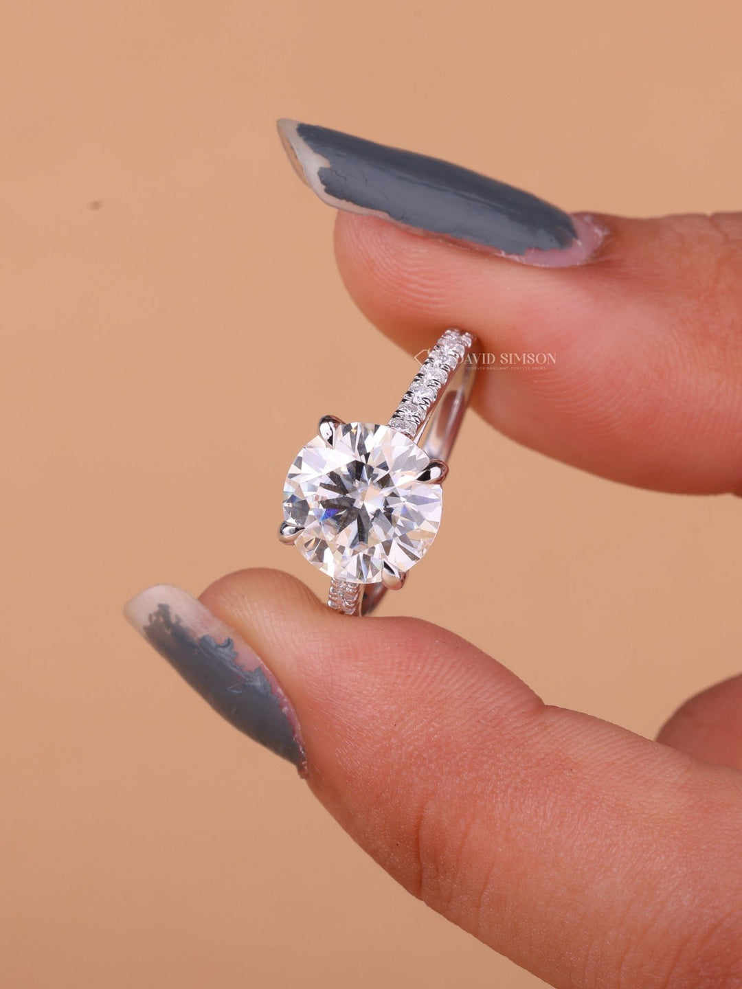 2.50CT-3.50CT Round Cut Moissanite Diamond Hidden Halo Engagement Ring