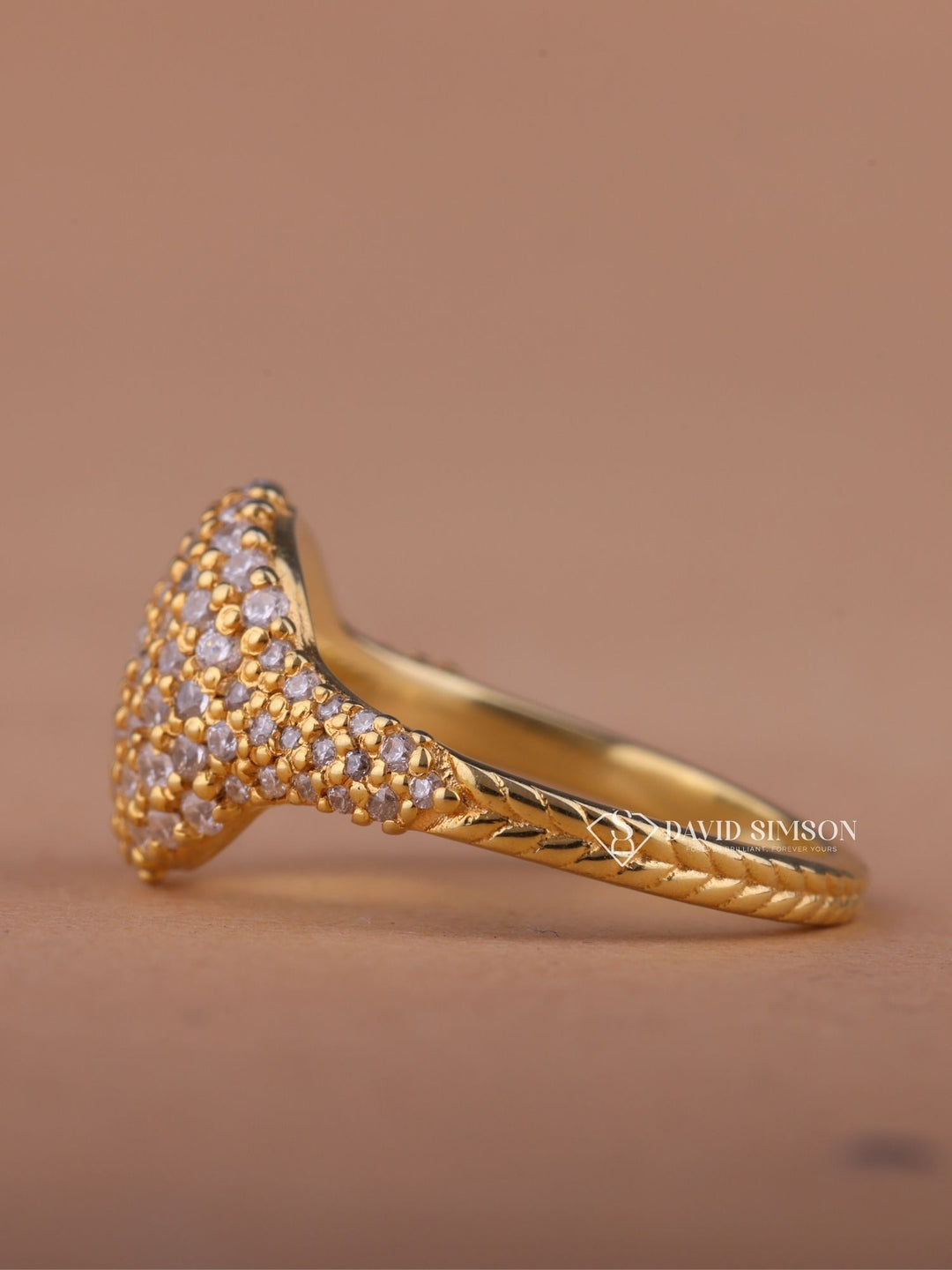 Round Cut Moissanite Diamond Dome Engagement Ring