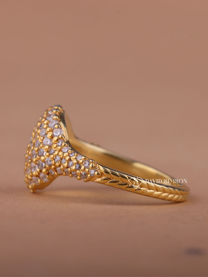 Round Cut Moissanite Diamond Dome Engagement Ring