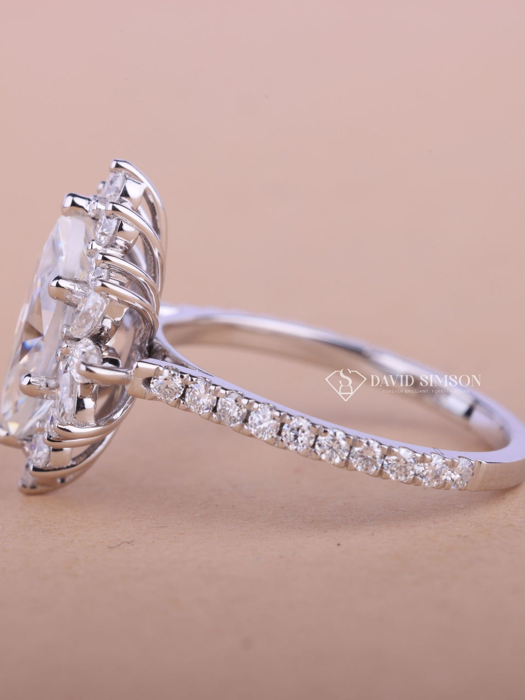 1.50CT-2.50CT Marquise Cut Moissanite Halo Cluster Diamond Engagement Ring