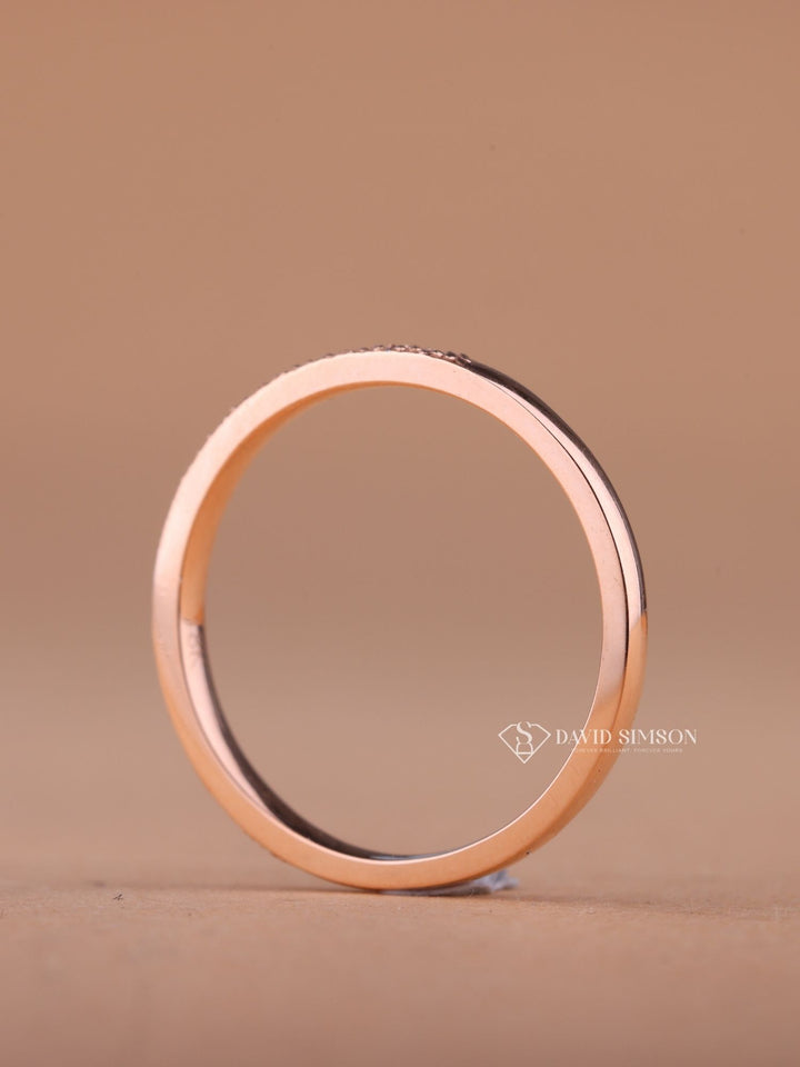 Round Cut Moissanite Diamond Half Eternity Wedding Band for Her