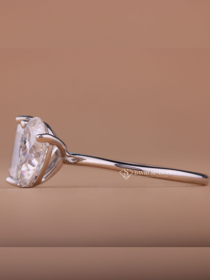 1.50CT Emerald & 1.0CT Pear Cut Moissanite Two Stone Diamond Engagement Ring