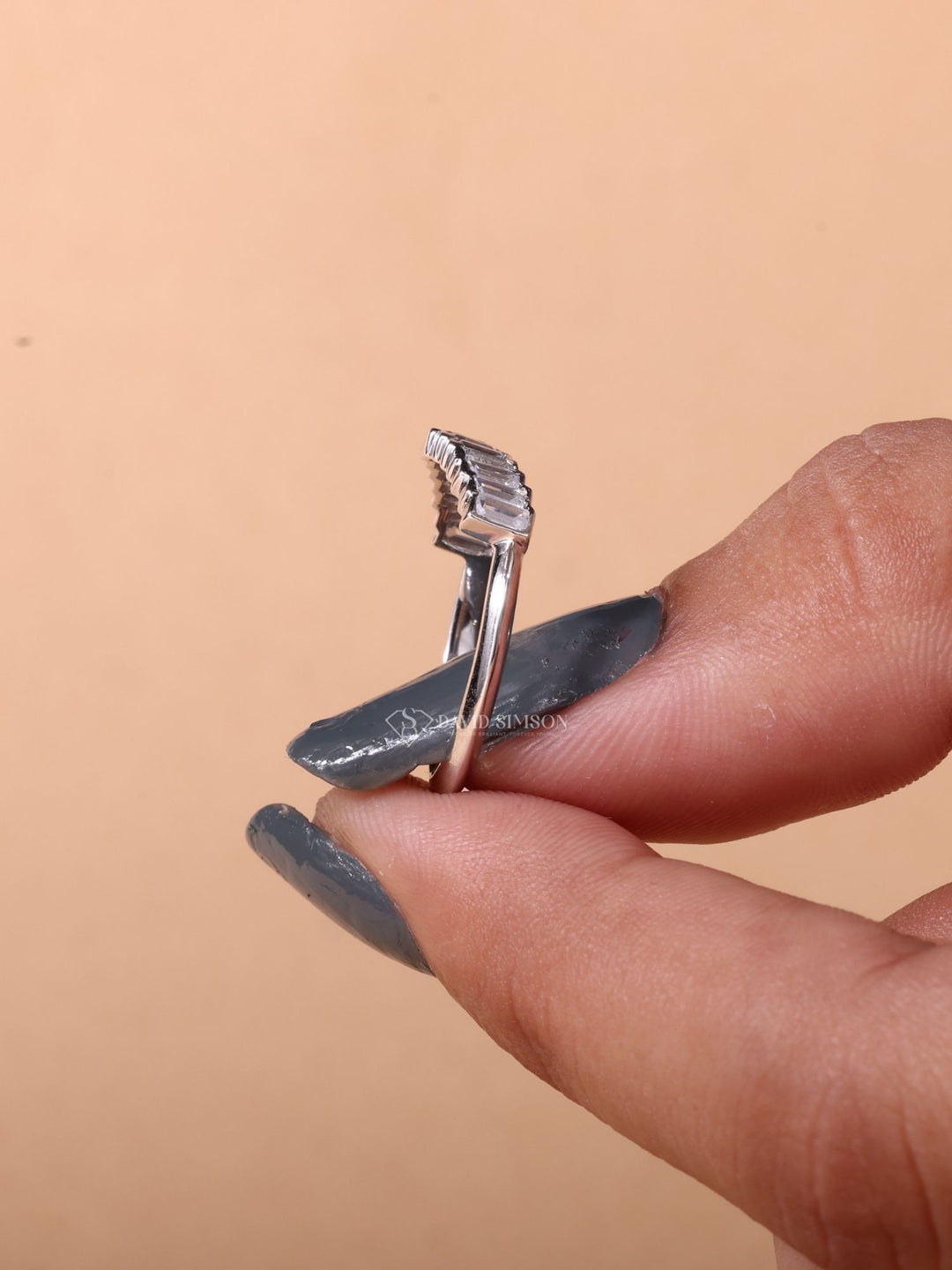 Baguette Cut Moissanite Diamond Unique Curved Wedding Band