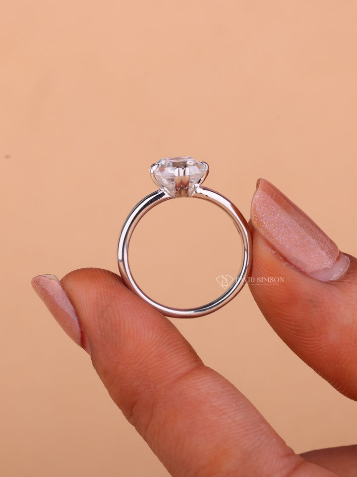 1.50CT-2.50CT Asscher Cut Moissanite Solitaire Diamond Engagement Ring