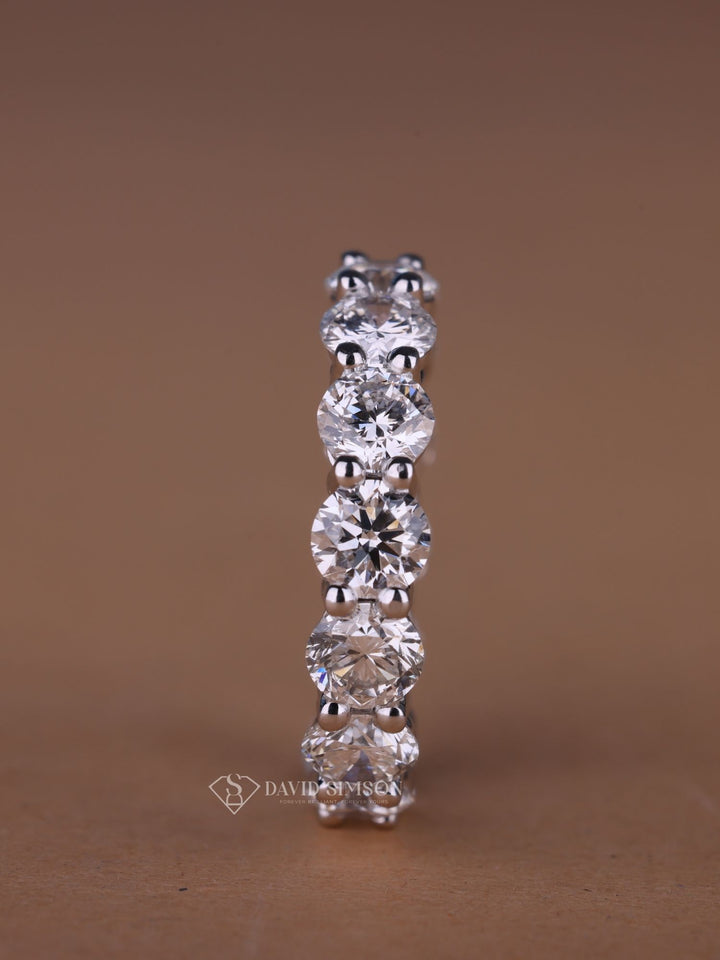 Round Cut Moissanite Diamond Full Eternity Matching Wedding Band