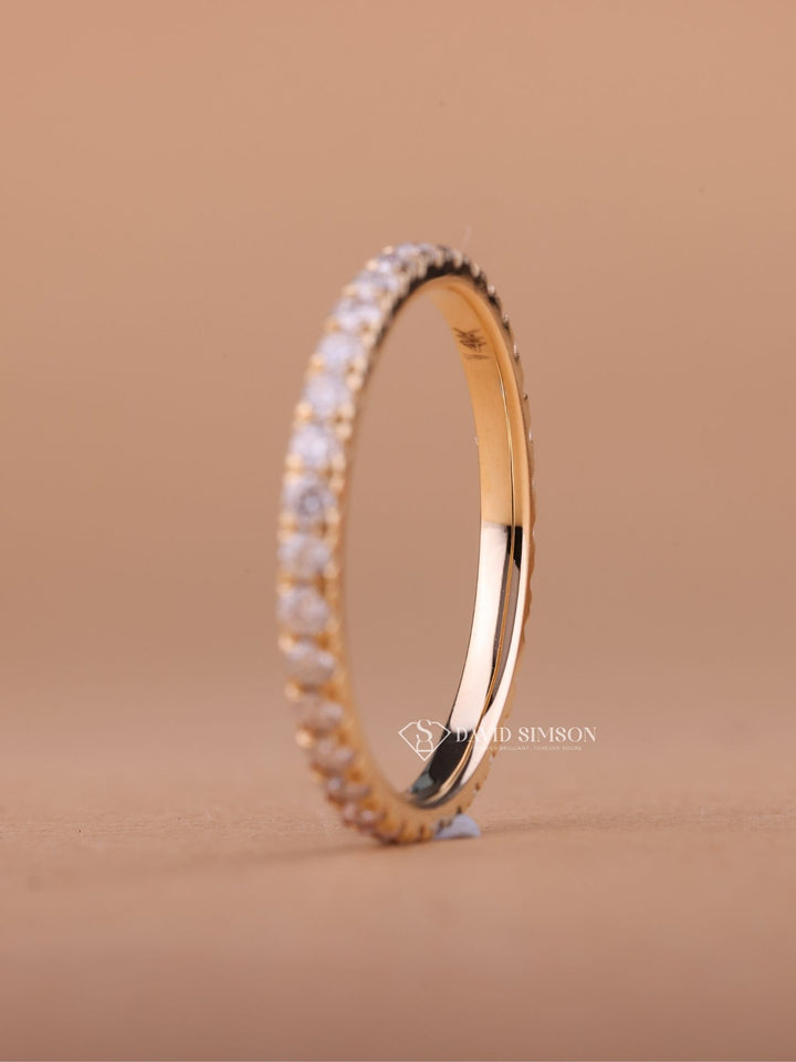 Round Cut Moissanite Diamond Full Eternity Wedding Band