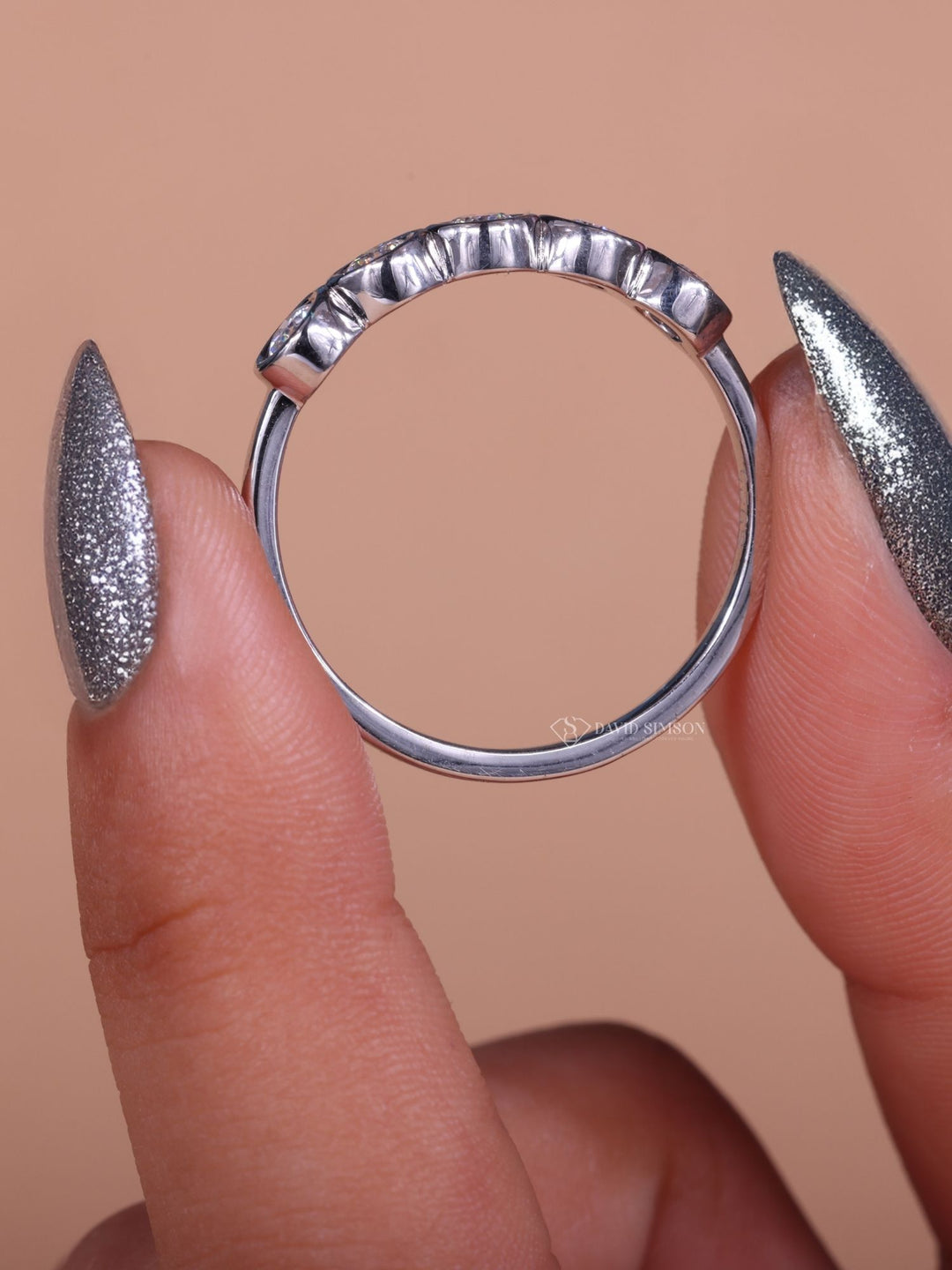 Bezel Set Round Cut Moissanite Diamond Eternity Wedding Band