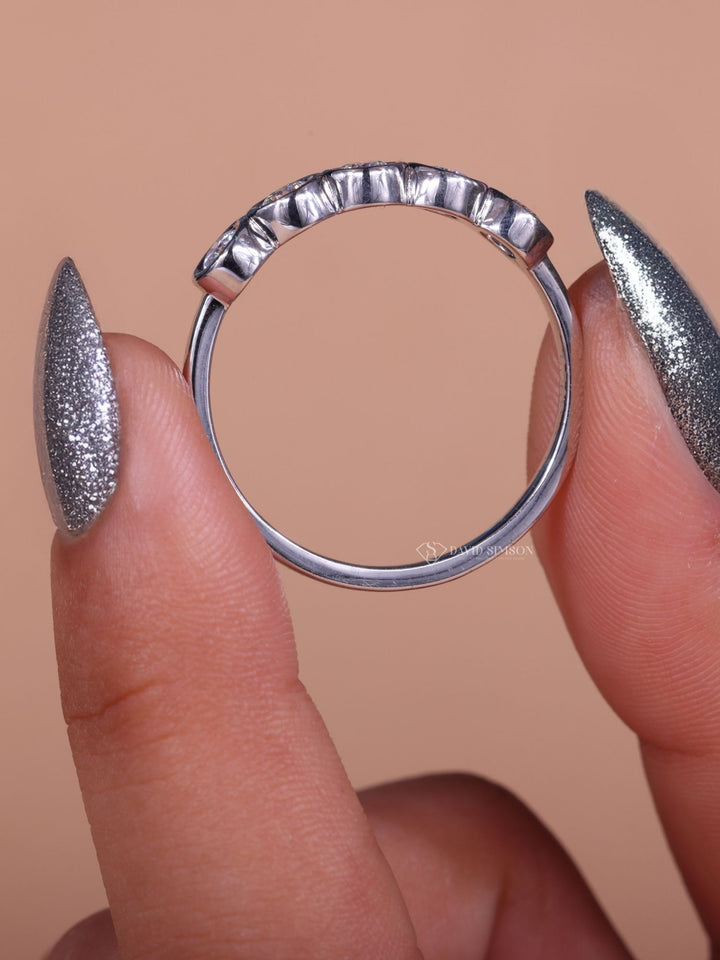 Bezel Set Round Cut Moissanite Diamond Eternity Wedding Band