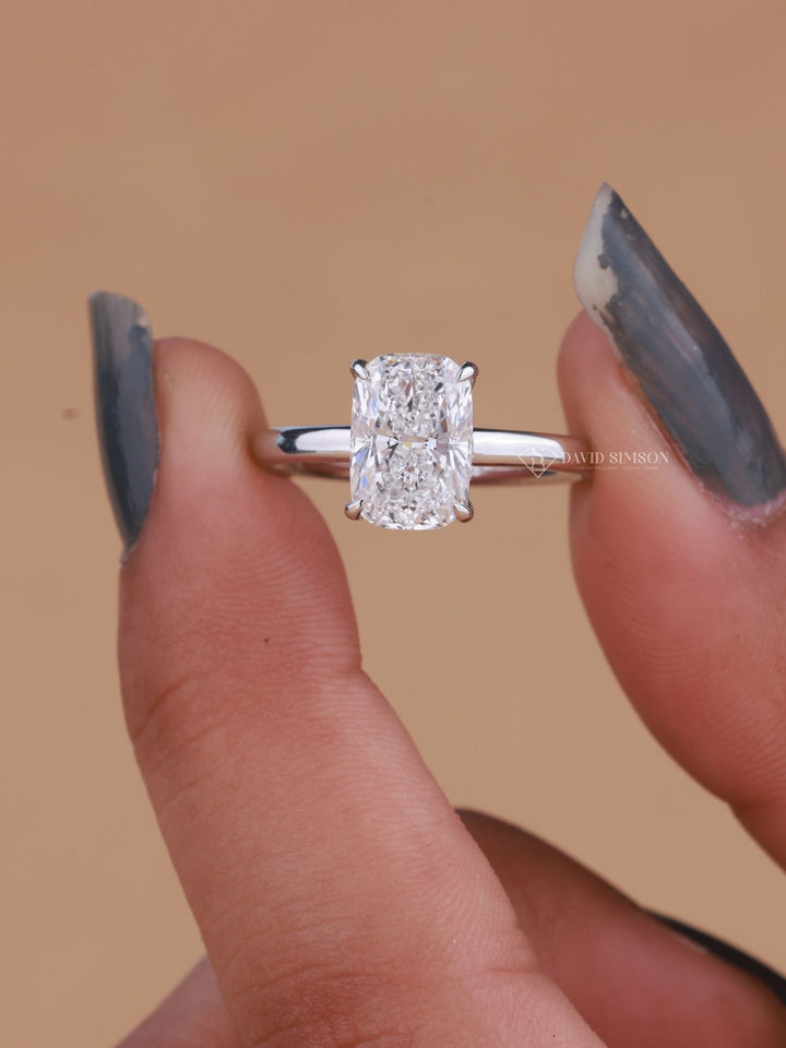 3.0CT-4.0CT Elongated Cushion Cut Moissanite Diamond Hidden Halo Engagement Ring