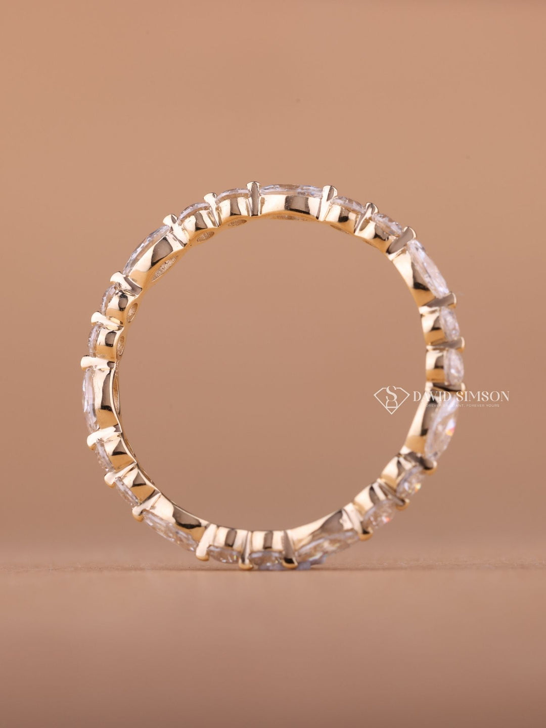 Round & Marquise Cut Moissanite Diamond Full Eternity Wedding Band