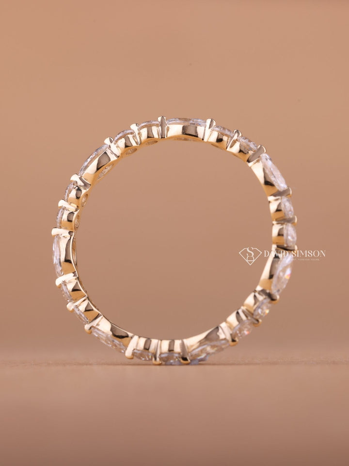 Round & Marquise Cut Moissanite Diamond Full Eternity Wedding Band