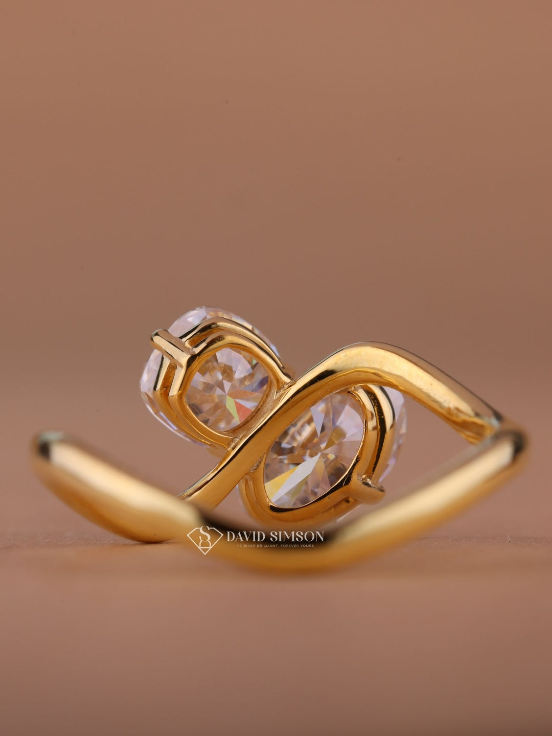 1.0CT Cushion & 2.0CT Oval Cut Moissanite Diamond Toi et Moi Engagement Ring