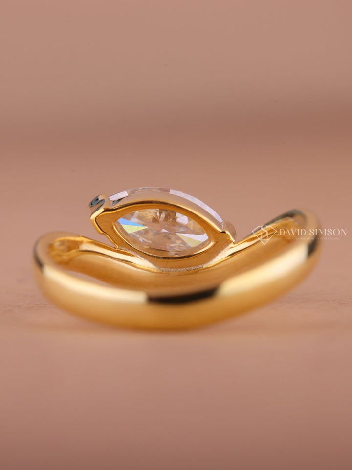 2.0CT-3.0CT East West Marquise Cut Moissanite Diamond Wave Engagement Ring