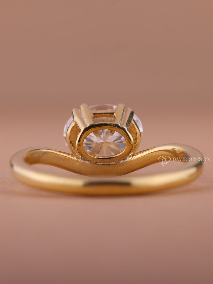 2.50CT-3.50CT Oval Cut Moissanite Diamond Unique Wave Engagement Ring