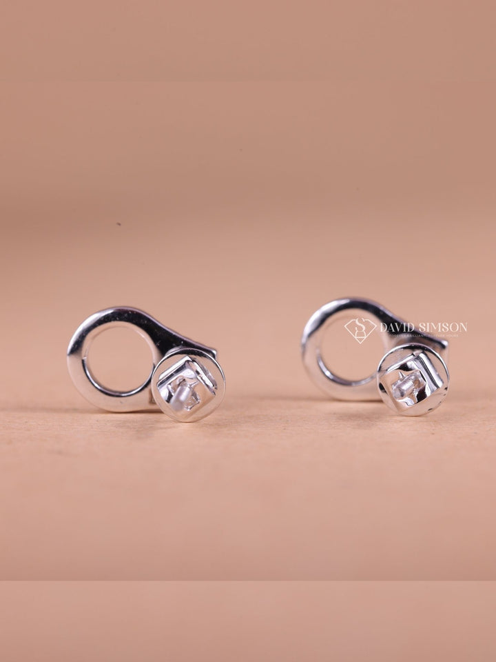 Round Cut Moissanite Diamond handcuffs Earrings for Women