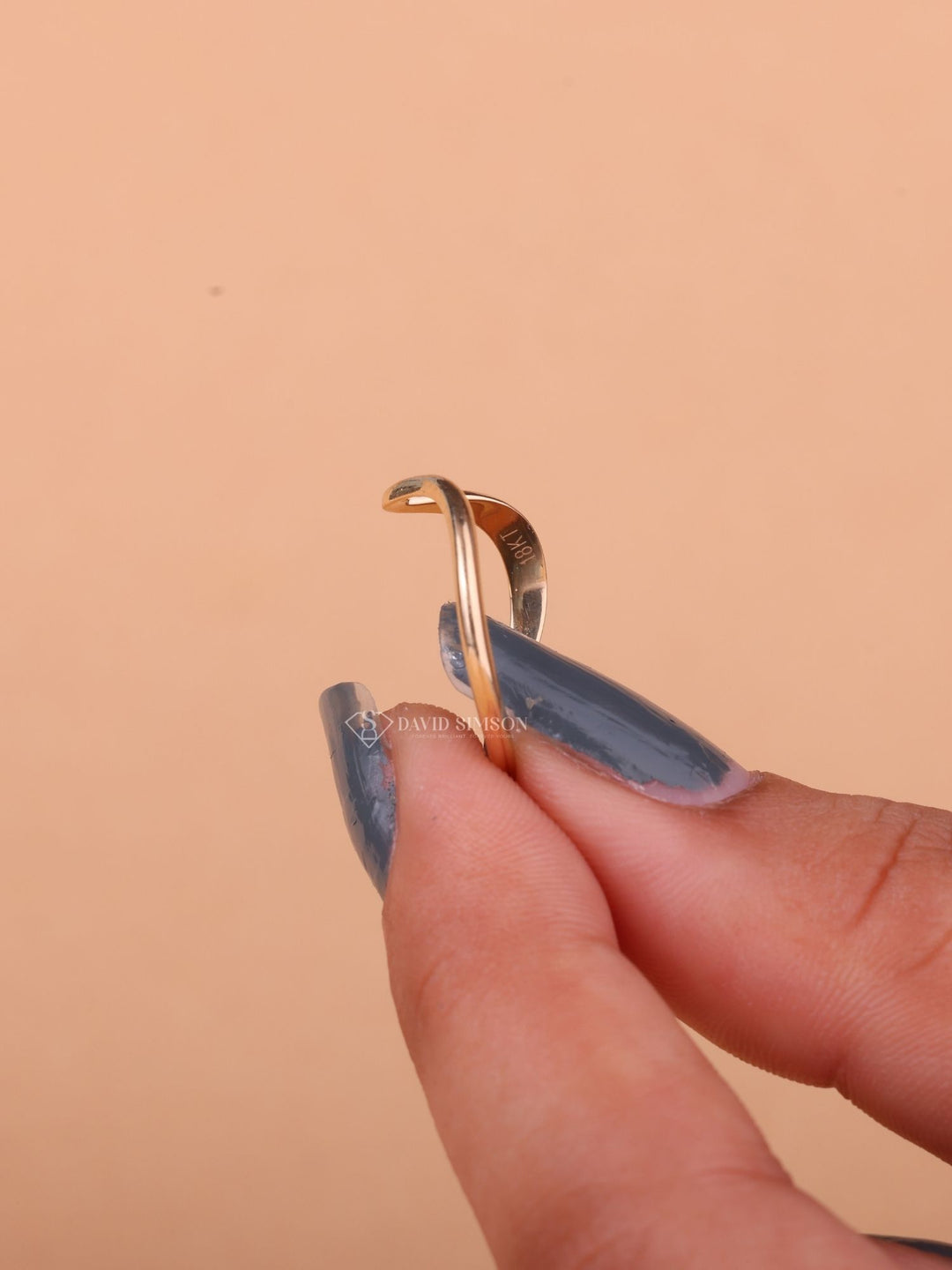 18K Solid Yellow Gold Curved Shape Stacking Wedding Band