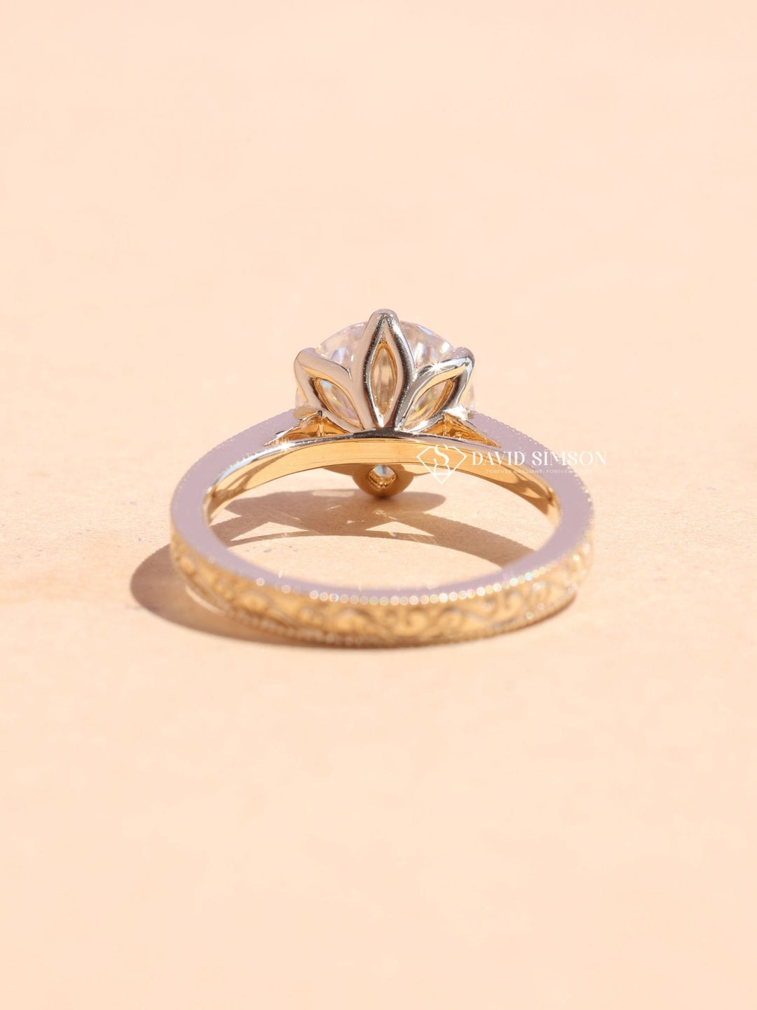 2.0CT-4.0CT Round Cut Vintage Pave Moissanite Engagement Ring