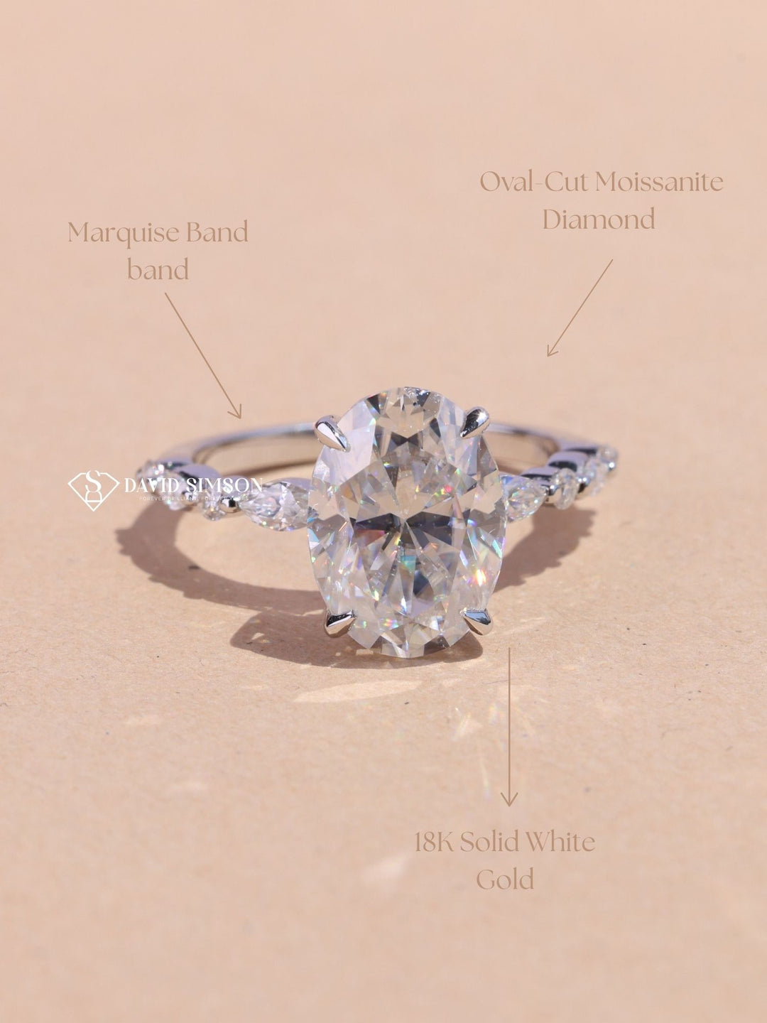 3.50CT-4.50CT Oval Cut Moissanite Hidden Halo Diamond Engagement Ring