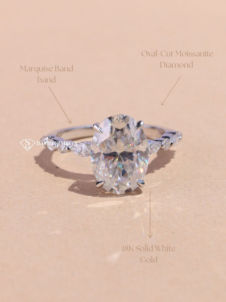 3.50CT-4.50CT Oval Cut Moissanite Hidden Halo Diamond Engagement Ring