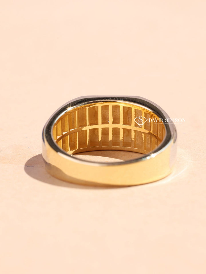 Round Cut Moissanite Men's Diamond Two Tone Wedding Band