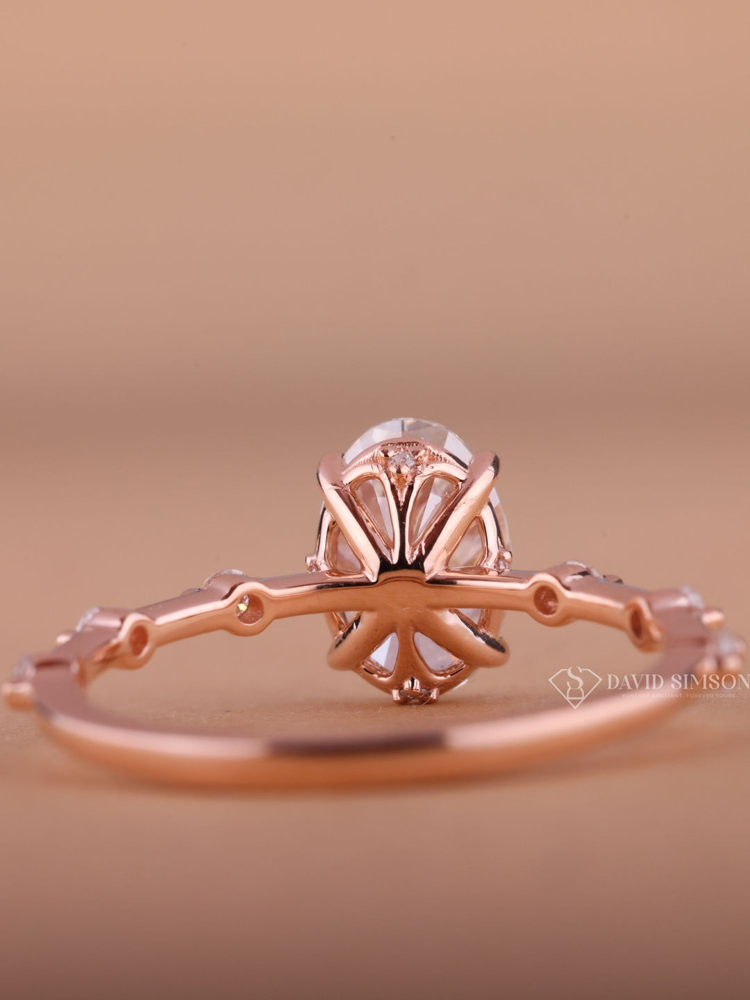 2.50CT-3.50CT Oval Cut Moissanite Diamond Distance Pave Engagement Ring