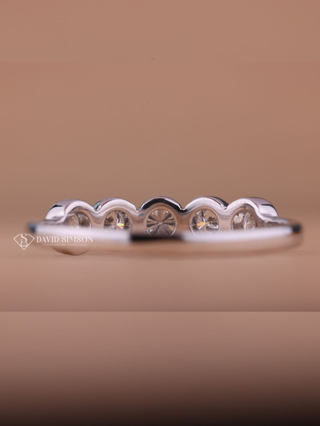 Bezel Set Round Cut Moissanite Diamond Eternity Wedding Band