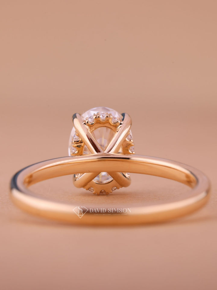 2.0CT-3.0CT Oval Cut Moissanite Diamond Hidden Halo Engagement Ring