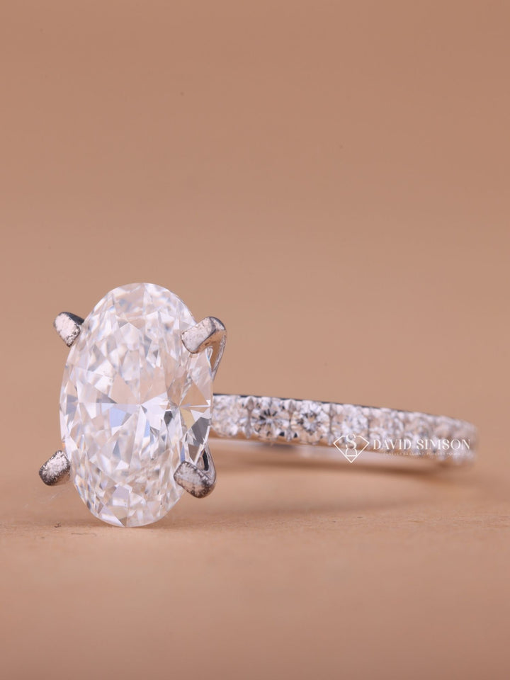 2.0CT-3.0CT Oval Cut Moissanite Diamond Pave Engagement Ring