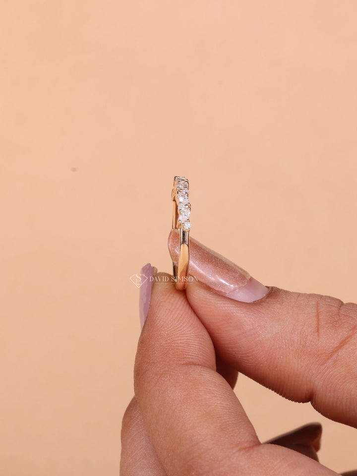 Round & Marquise Cut Moissanite Diamond Half Eternity Wedding Band