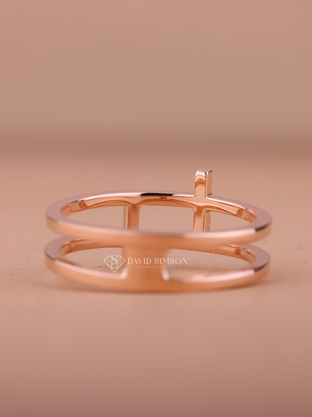 Round Cut Moissanite Diamond Cross Wedding Band in Solid Gold