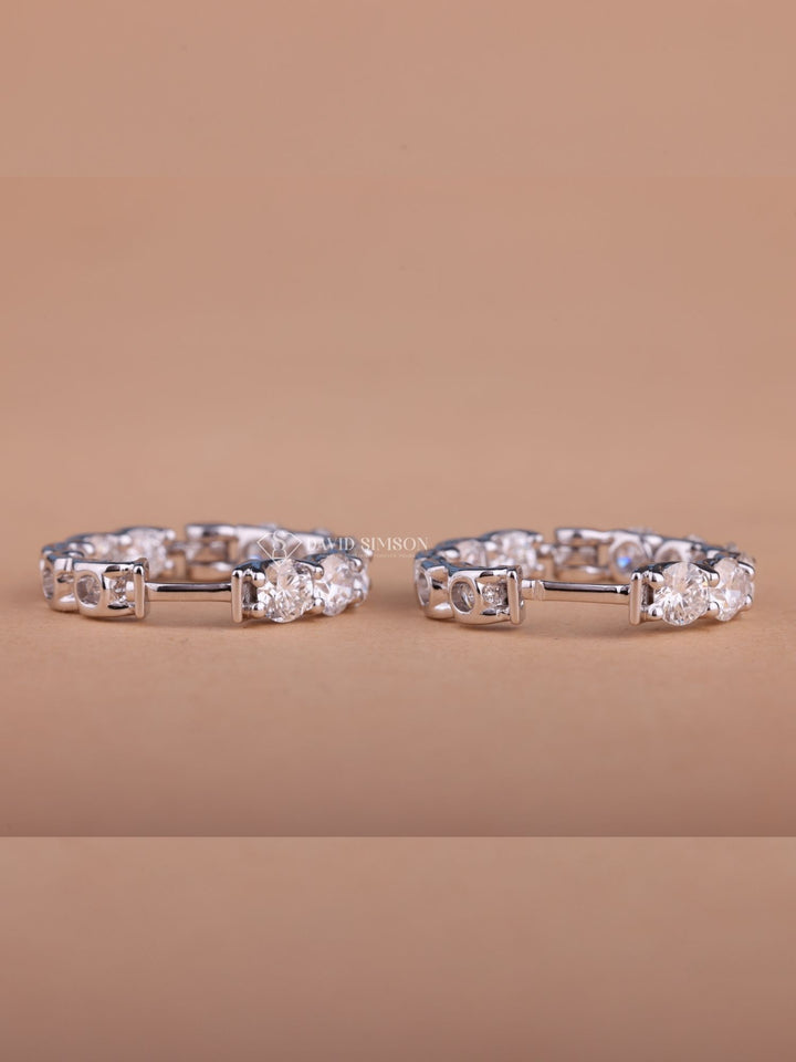 Round Cut Moissanite Diamond Hoops Earrings for Women