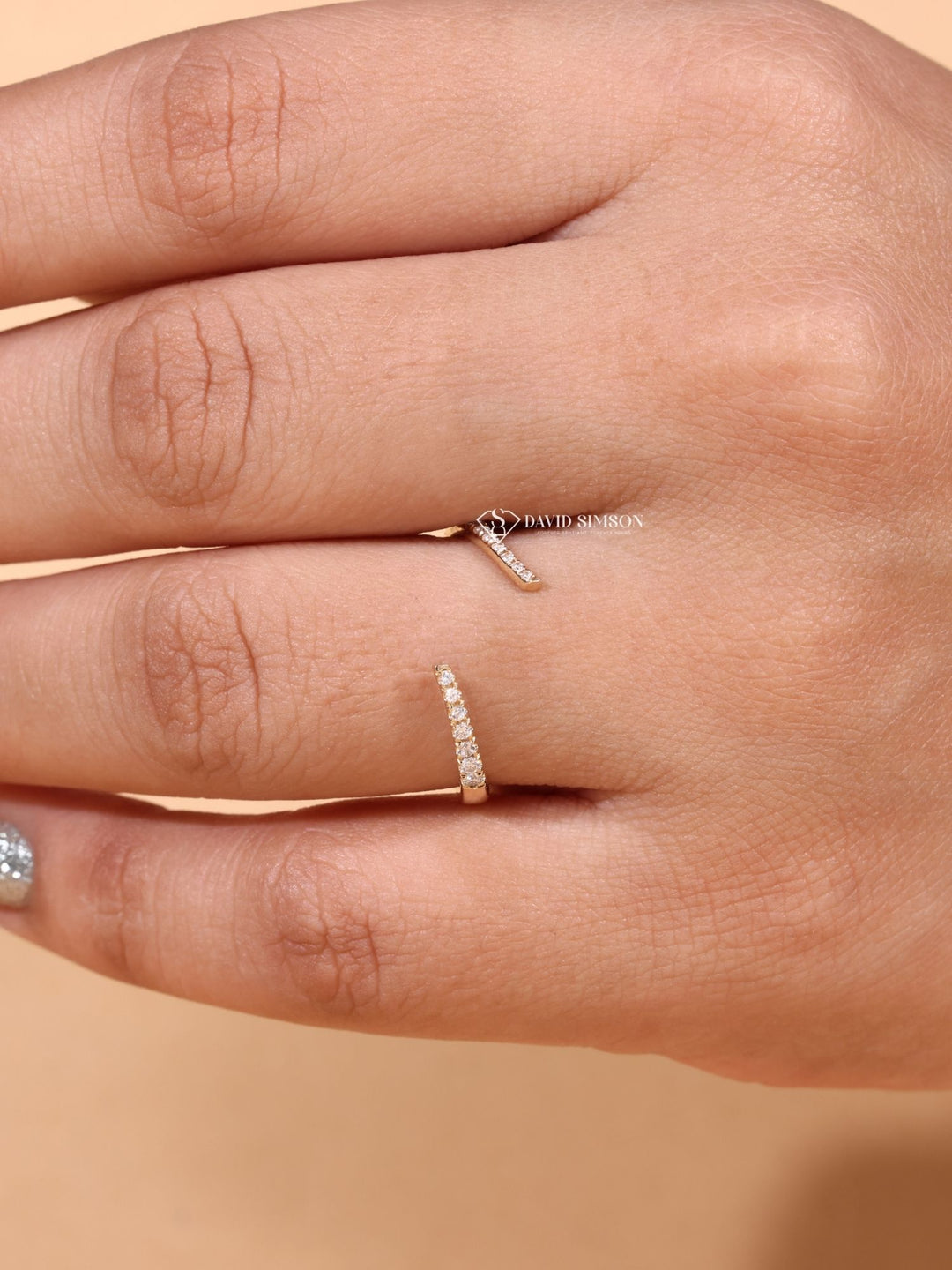 Round Cut Moissanite Diamond Open Unique Wedding Band