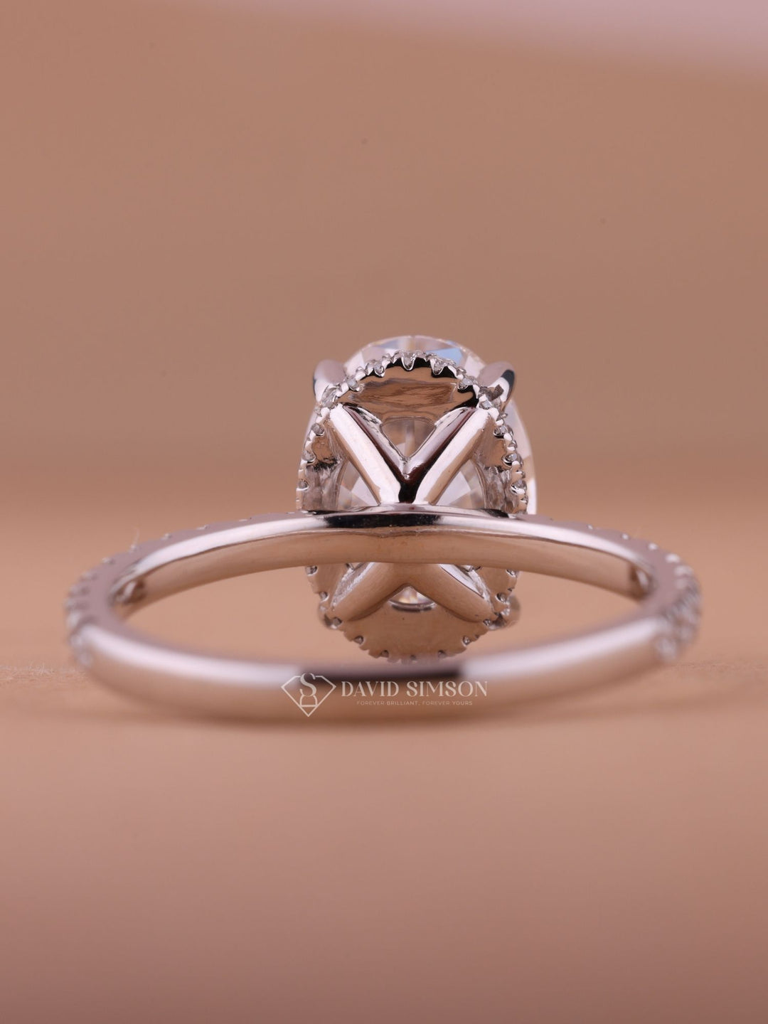 3.0CT-4.0CT Oval Cut Moissanite Hidden Halo Diamond Engagement Ring