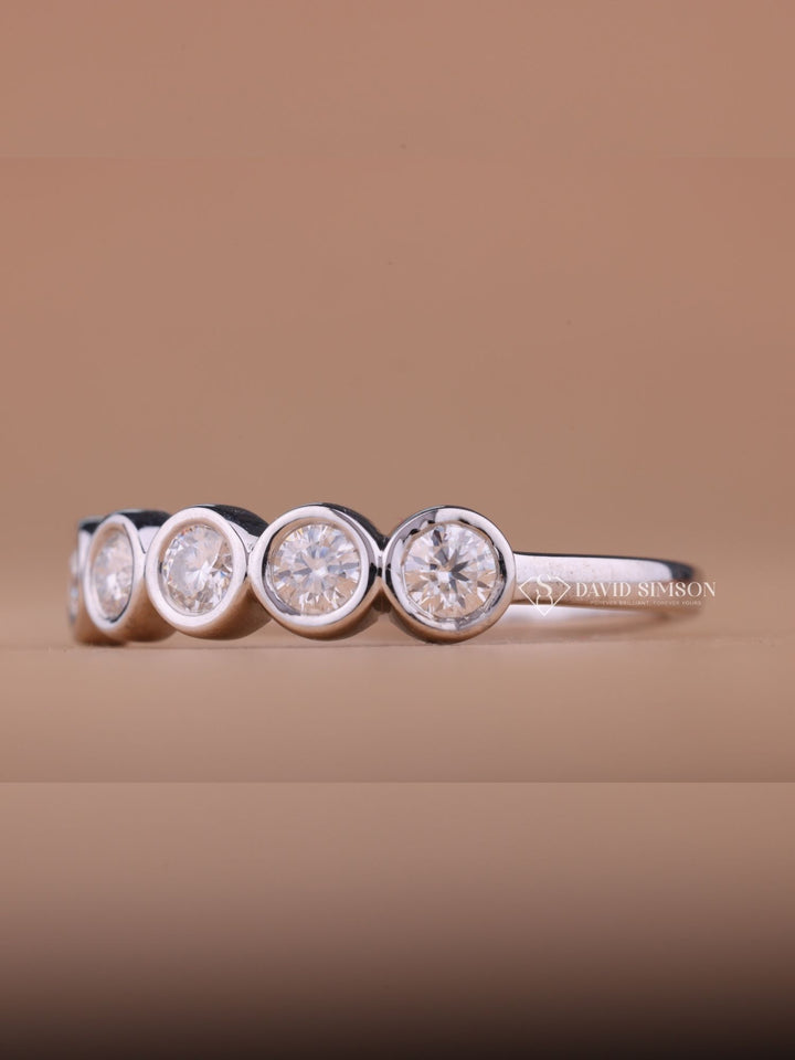 Bezel Set Round Cut Moissanite Diamond Eternity Wedding Band