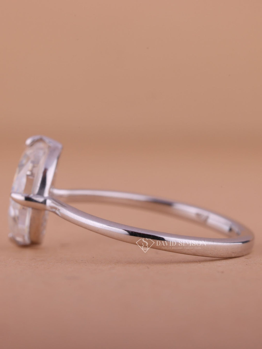 1.0CT-2.0CT Half Moon Cut Moissanite Solitaire Diamond Engagement Ring