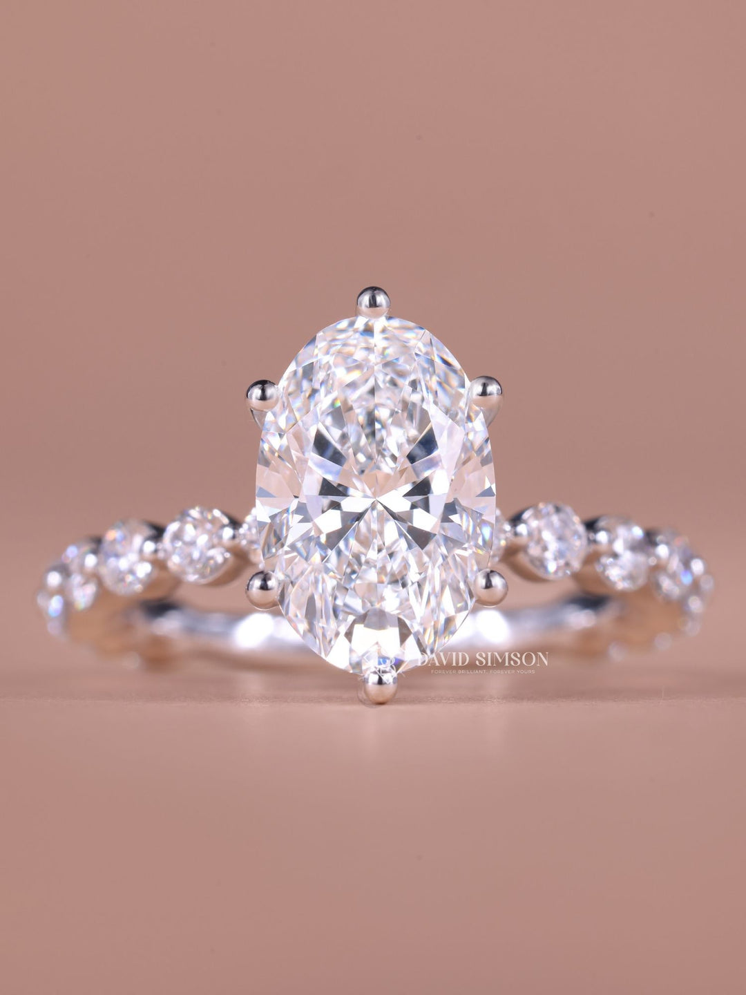 3.50CT-4.50CT Oval Cut Moissanite Diamond Floating Bubble Pave Engagement Ring