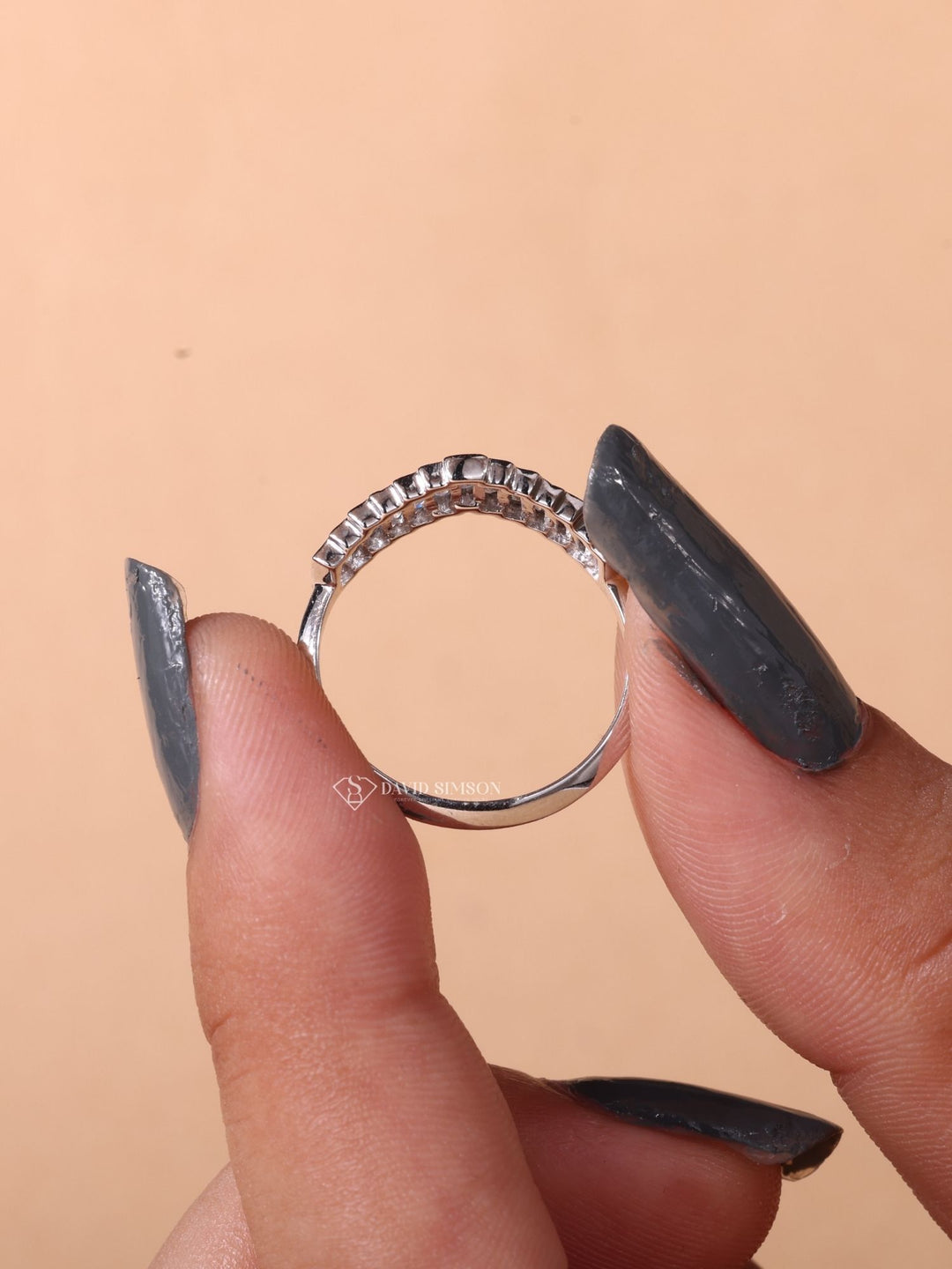 Baguette Cut Moissanite Diamond Unique Curved Wedding Band