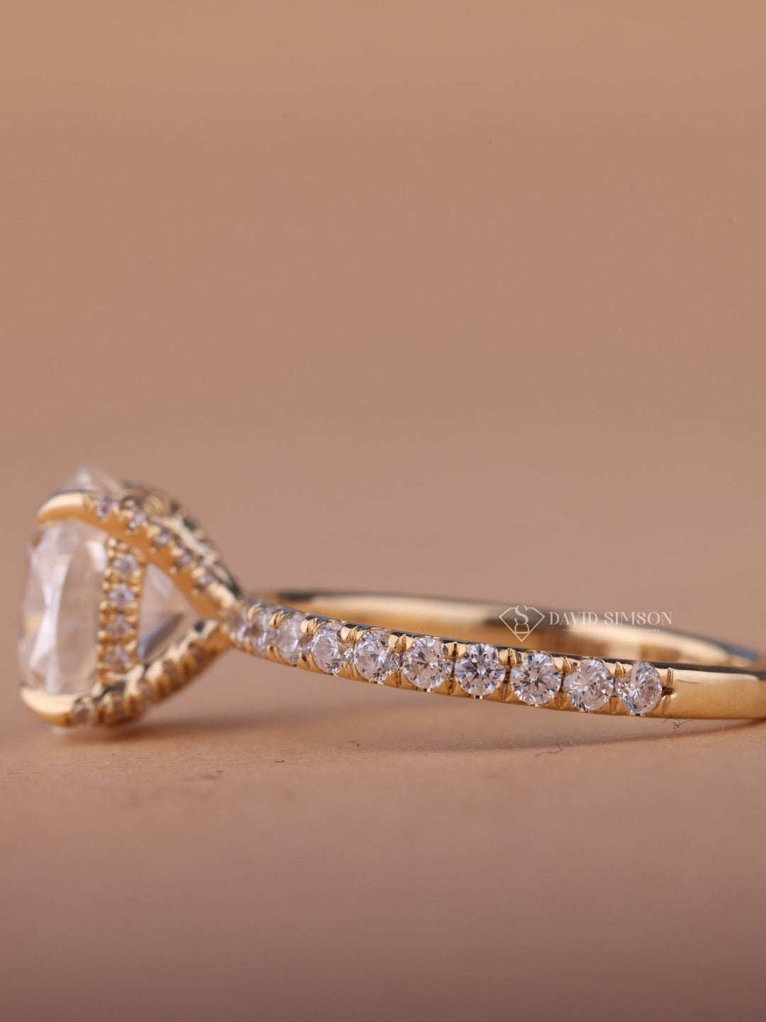 2.0CT-3.0CT Cushion Cut Moissanite Diamond Hidden Halo Engagement Ring