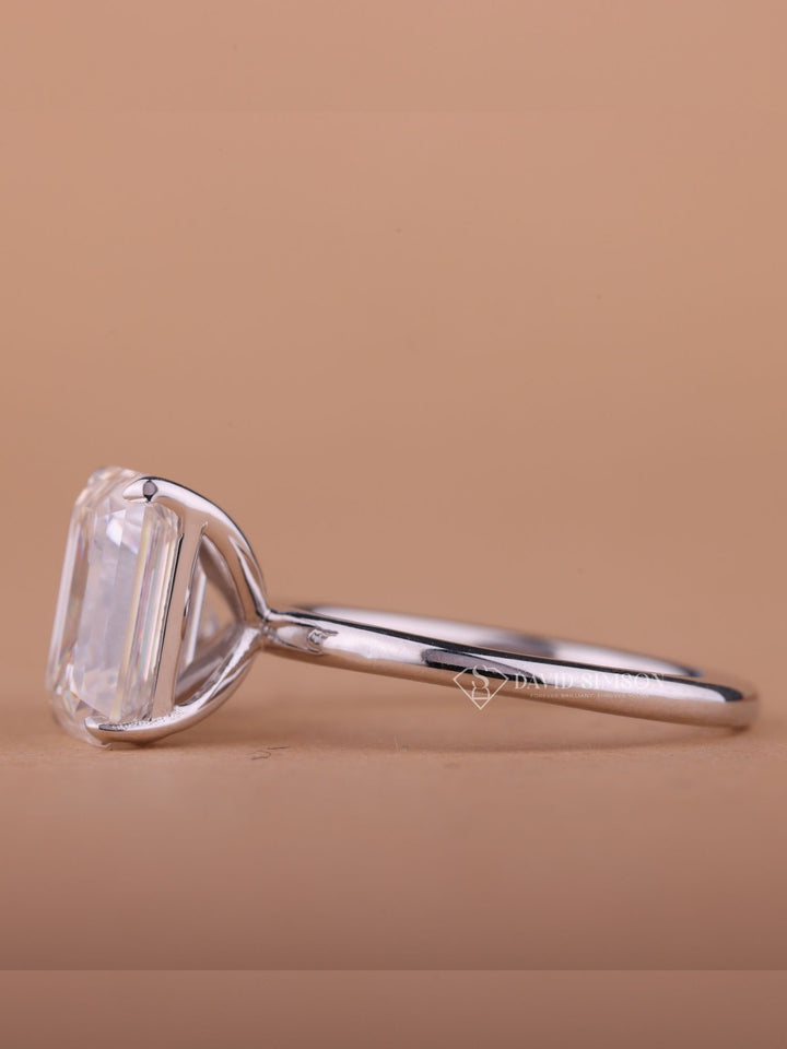 3.0CT Emerald & 2.0CT Oval Cut Moissanite Two Stone Diamond Engagement Ring