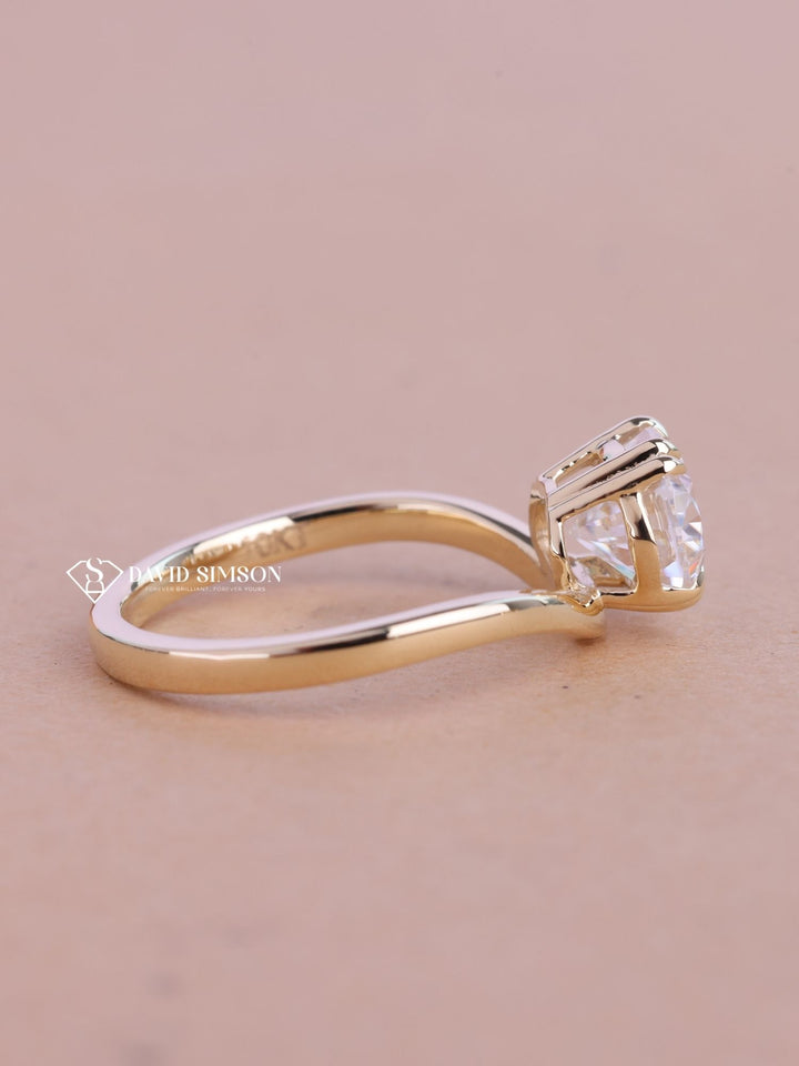 2.50CT-3.50CT East West Oval Cut Moissanite Diamond Wave Engagement Ring