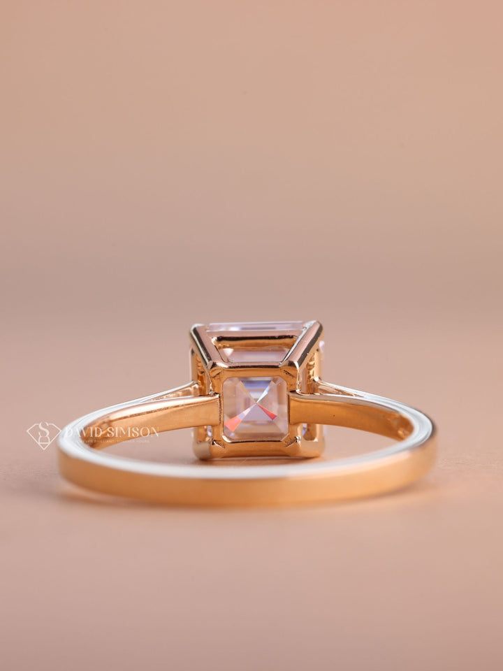 2.0CT-3.0CT Asscher Cut Moissanite Diamond Solitaire Engagement Ring