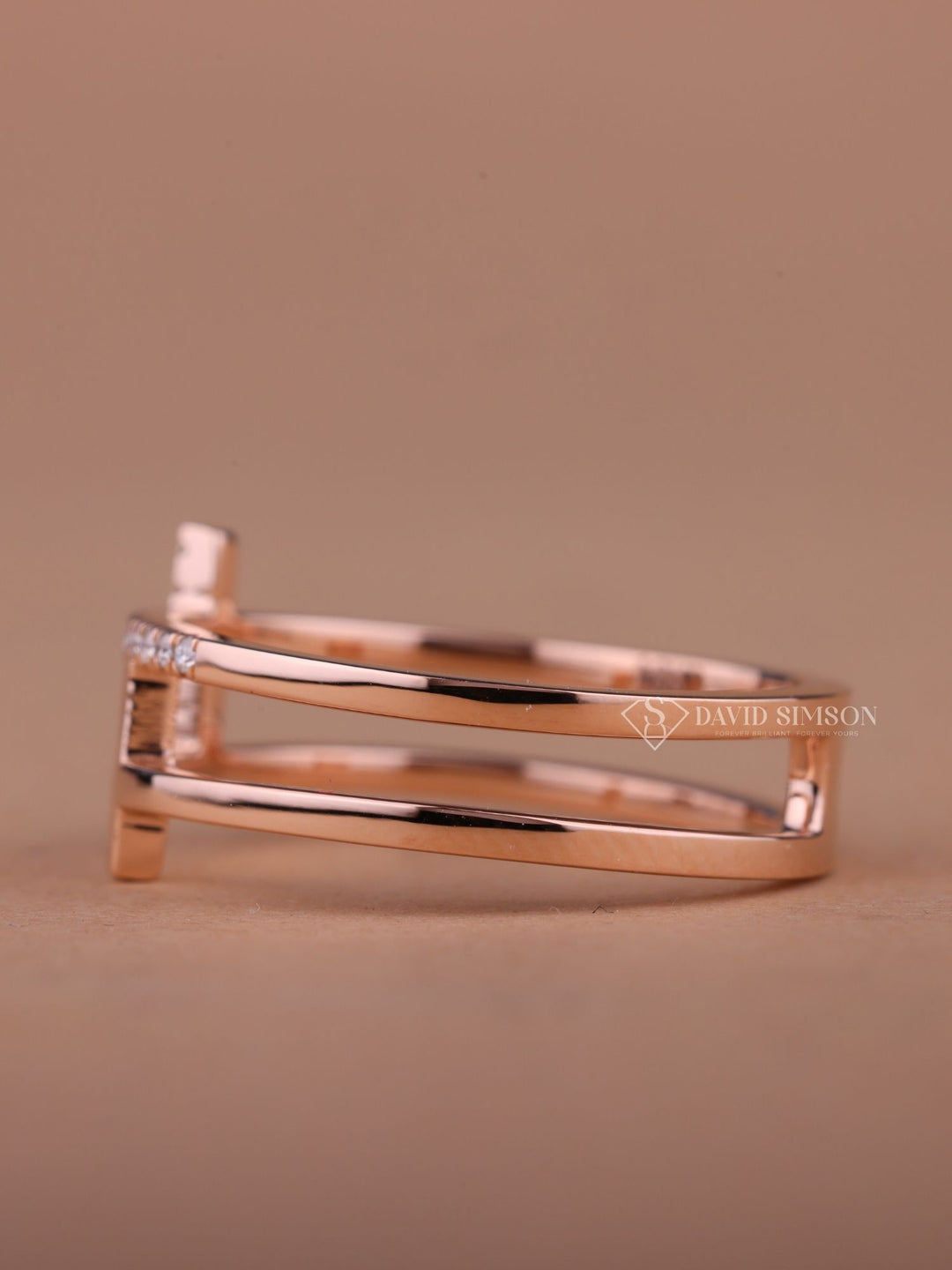 Round Cut Moissanite Diamond Cross Wedding Band in Solid Gold